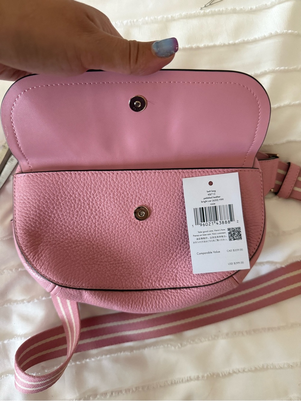 kate spade Pink Pebbled Leather Crossbody Saddle Bag